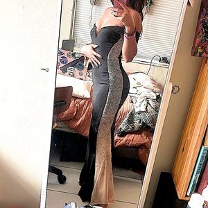 classy long dresses with sleeves Green High Neck Long Sleeve Crystal Detail Dress main image 1